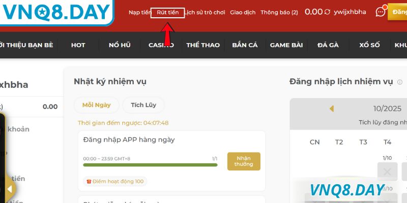 Rút Tiền VNQ8 Nhanh Chóng An Toàn Cùng Nhiều Phương Thức 3 Hướng dẫn các bước để nhận thưởng tại nhà cái